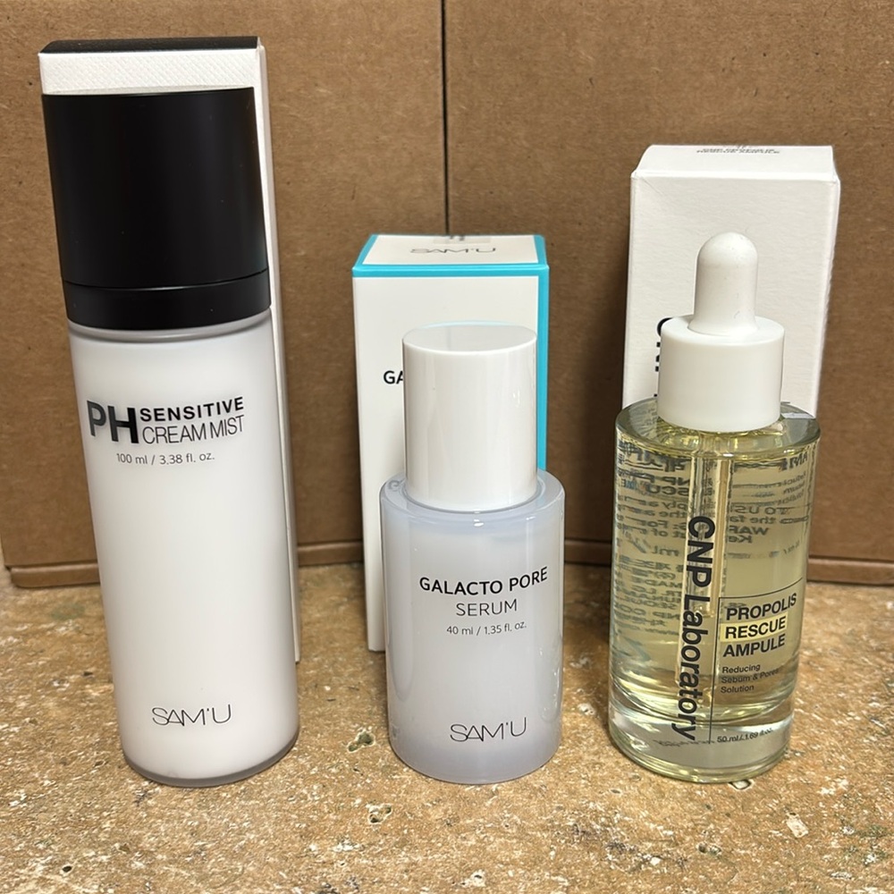 CNP Laboratory Propolis Rescue Amp+ Sam’u Galacto Pore Serum+Sensitive CreamMist
